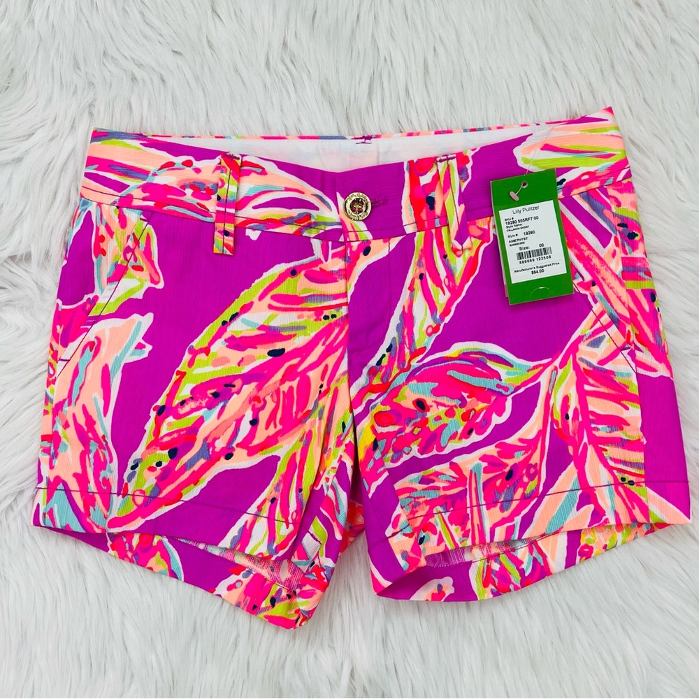 NWT! Lilly Pulitzer Callahan Amethyst Sunseeker Print Stretch Short Women’s Sz 0